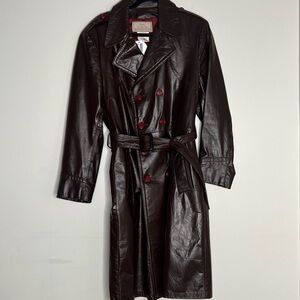 Men's Brown Leather Trench Coat dark chocolate leather